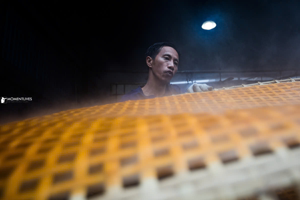 A worker making vermicelli in Cu Da village, Vietnam