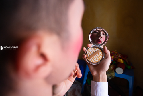 Man making up to prepare for Trieu Khuc Village festival, Hanoi