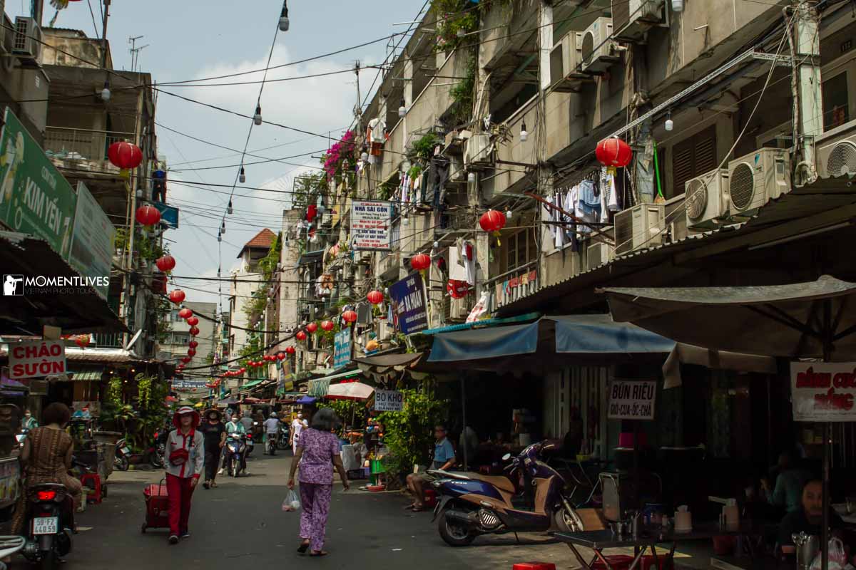 An old residential block in Saigon, Vietnam